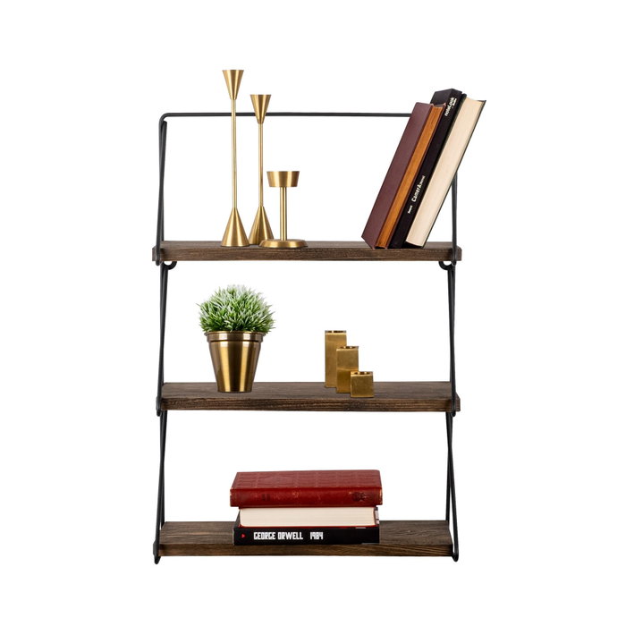 Hanah Home Violaceae Estantería de Pared Moderna e Industrial en Negro y Nogal Hanah Home Violaceae Estantería de Pared Moderna e Industrial en Negro y Nogal